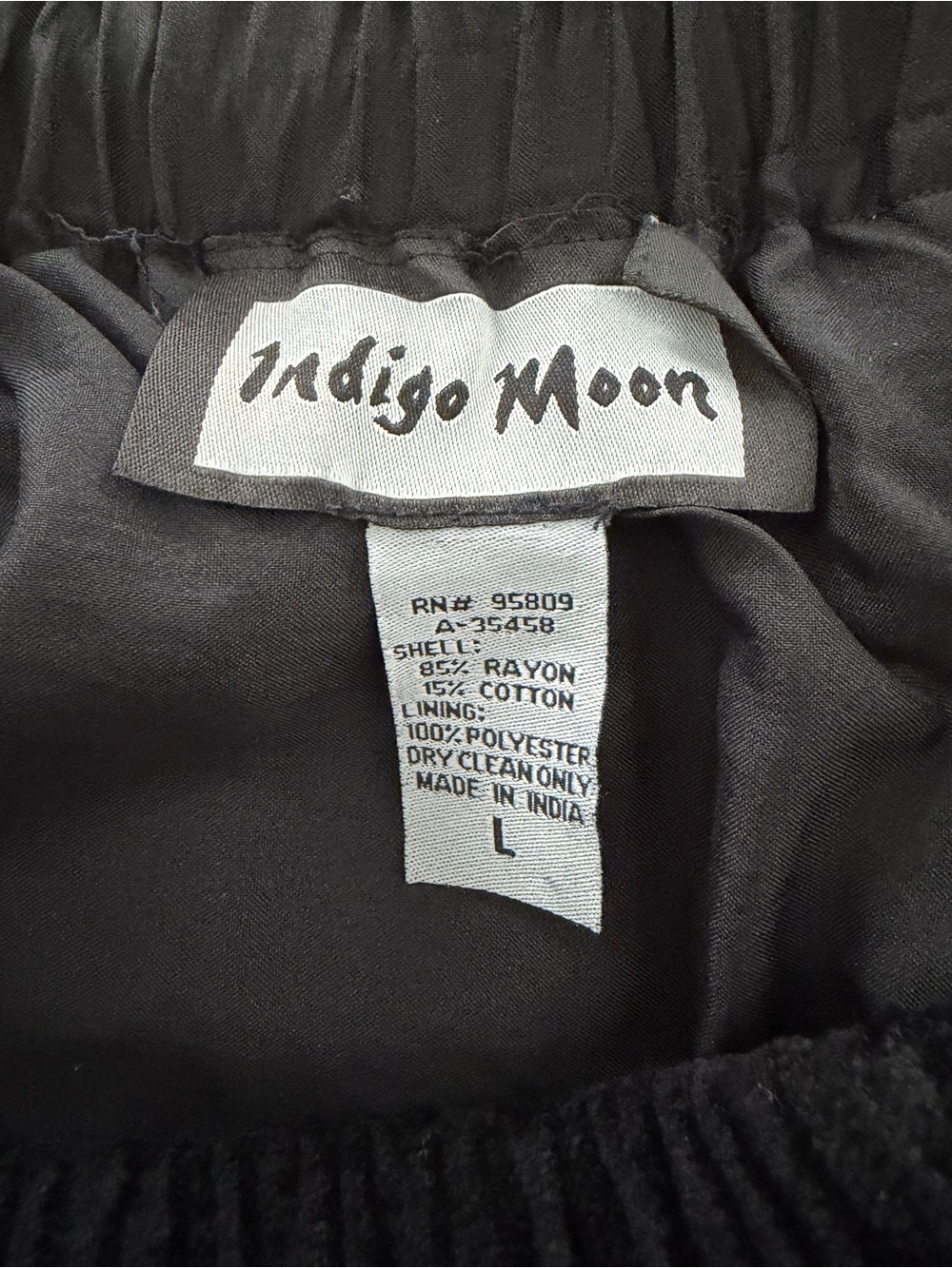 Vintage Indigo Moon Black Chenille Black Midi Skirt Fringe Hem L Artsy Boho - Picture 2 of 10